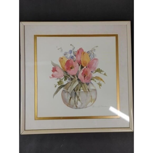 Vintage Rosalind Oesterle Watercolor Floral Framed Art 3pc Set Pre-Owned Decor - Picture 5 of 9